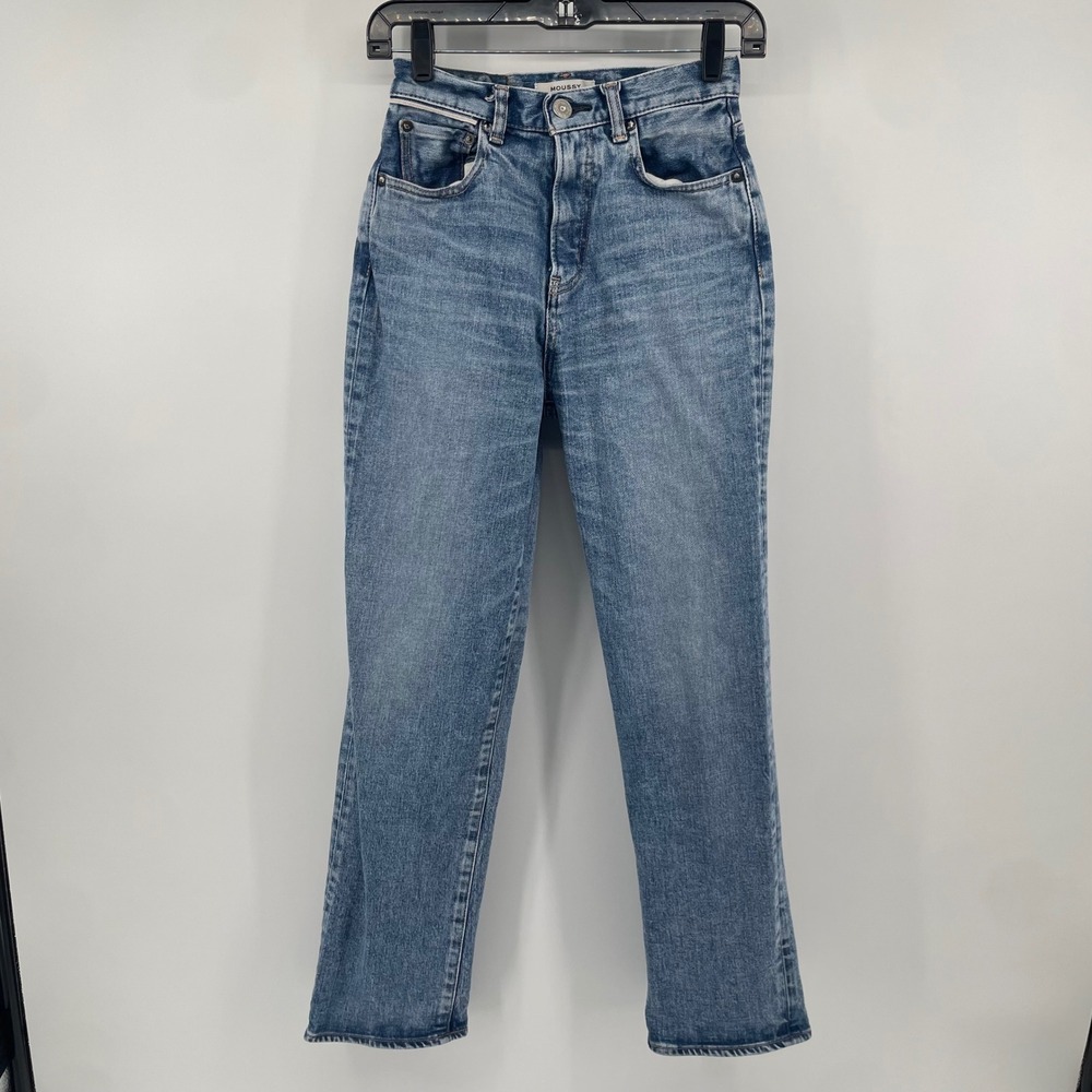 Moussy Vintage Jeans Women 25 Blue Straight Leg High Rise Denim 540FAC12-2480